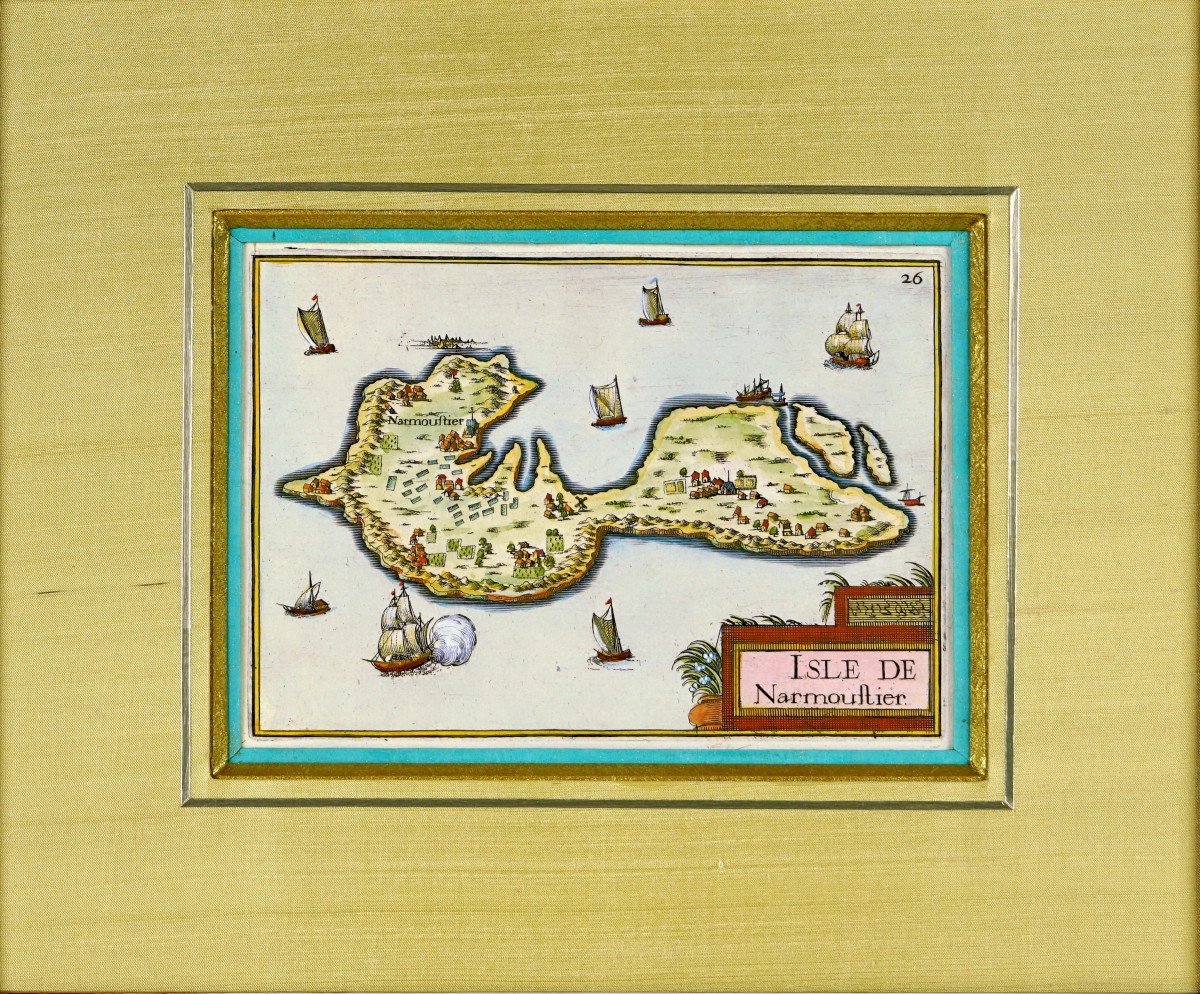 Rare Engraving Of The Island Of Narmoustier (island Of Noirmoutier) - Ep. 17th-photo-4