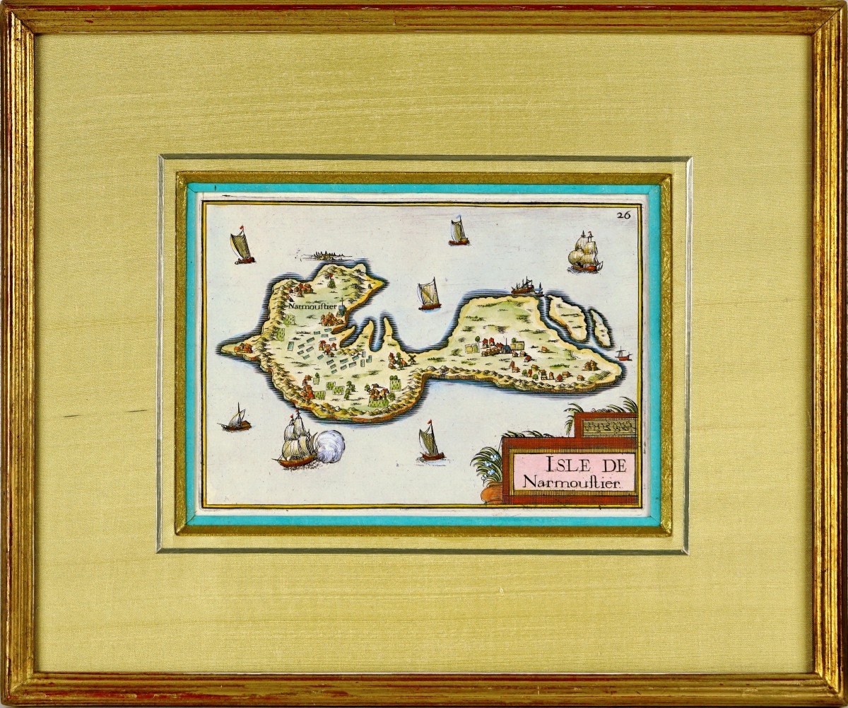 Rare Engraving Of The Island Of Narmoustier (island Of Noirmoutier) - Ep. 17th