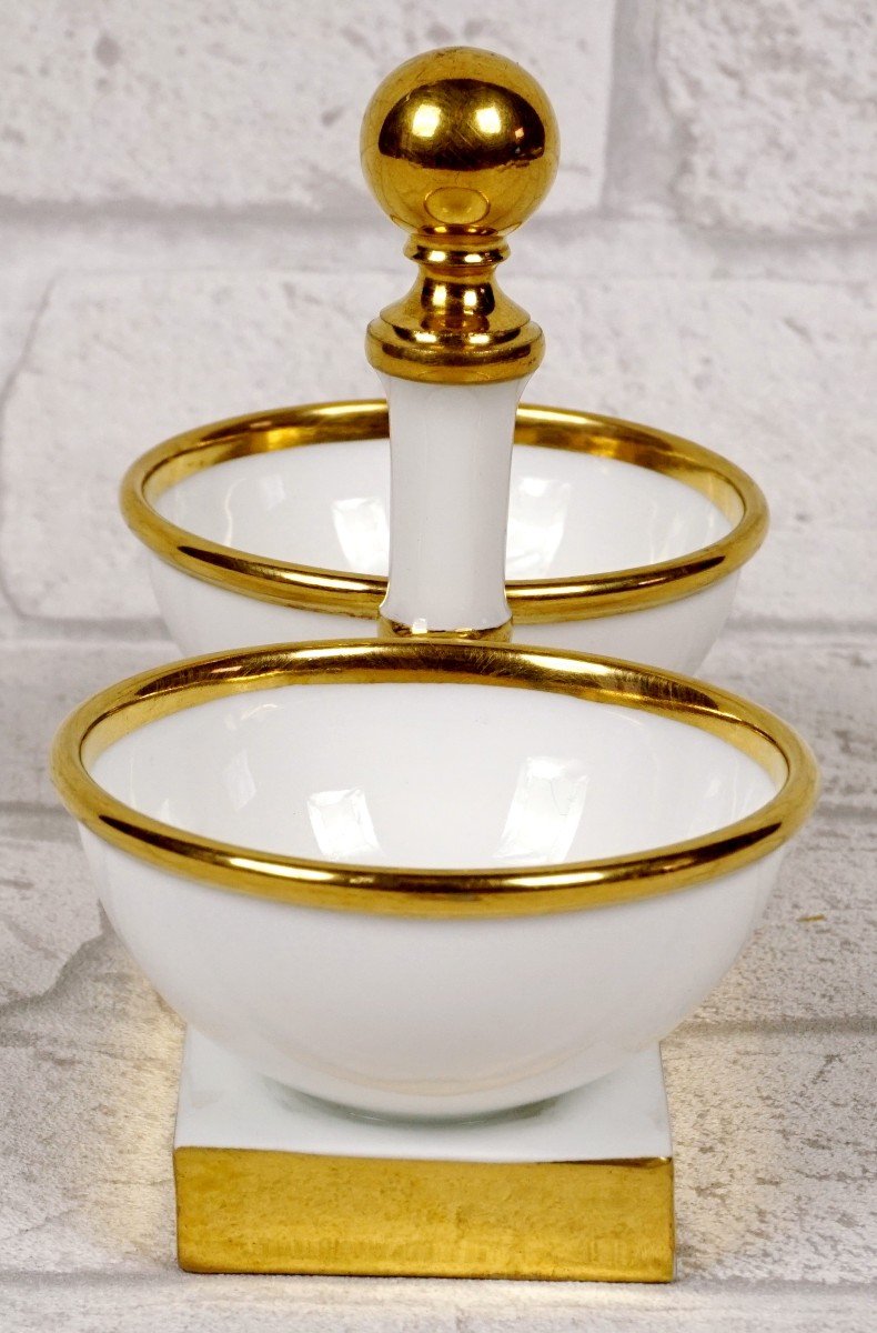 Saliere - Saleron Double En Porcelaine De Sevres - Manufacture Royale - Ep. Debut XIXe -photo-1