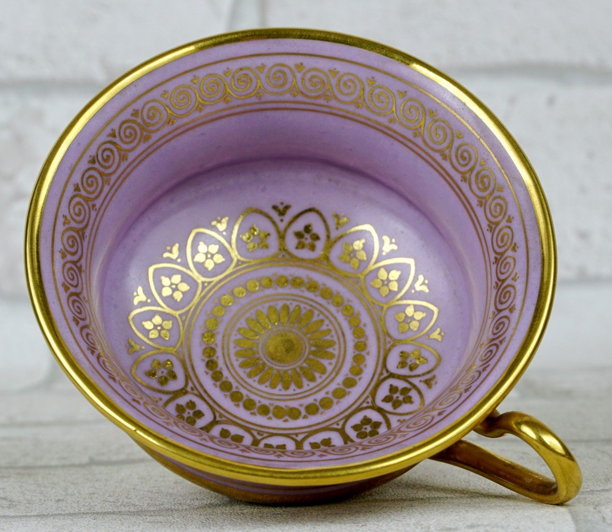Rare Porcelain Teacup From Fontainebleau - Baruch-weil Manufactory - Early 19th Century-photo-2