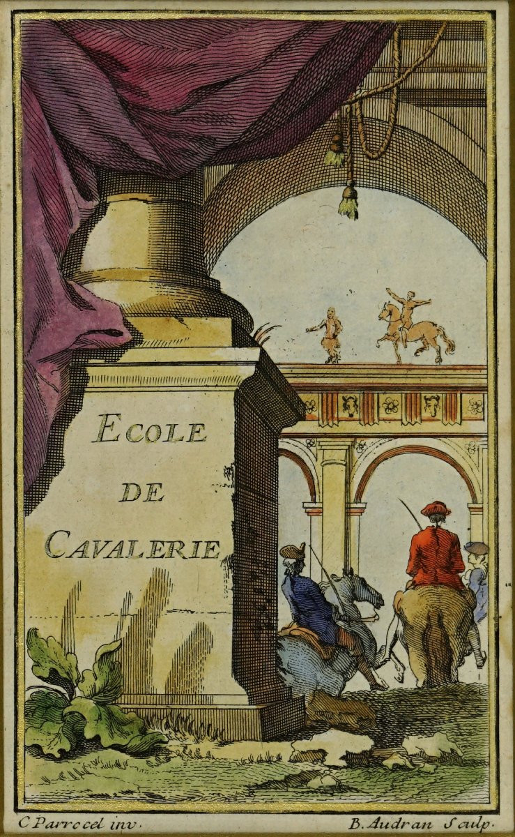 Engraving - Cavalry School - 18th Century (circa 1735)-photo-3