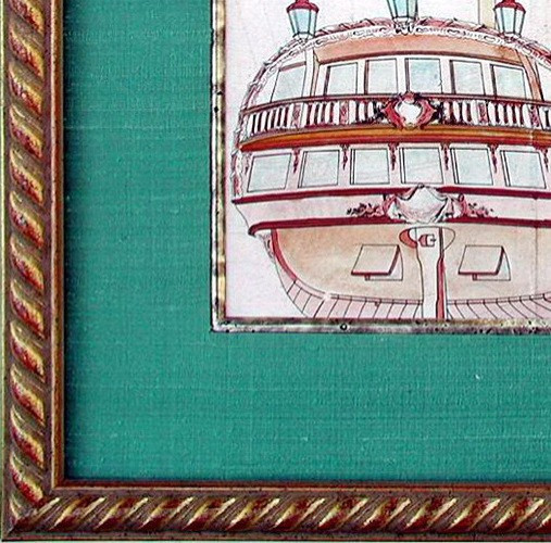 Gravure - Marine - Coupe De Bateau - Vaisseau à Ponts - Ep. XVIIIe-photo-2