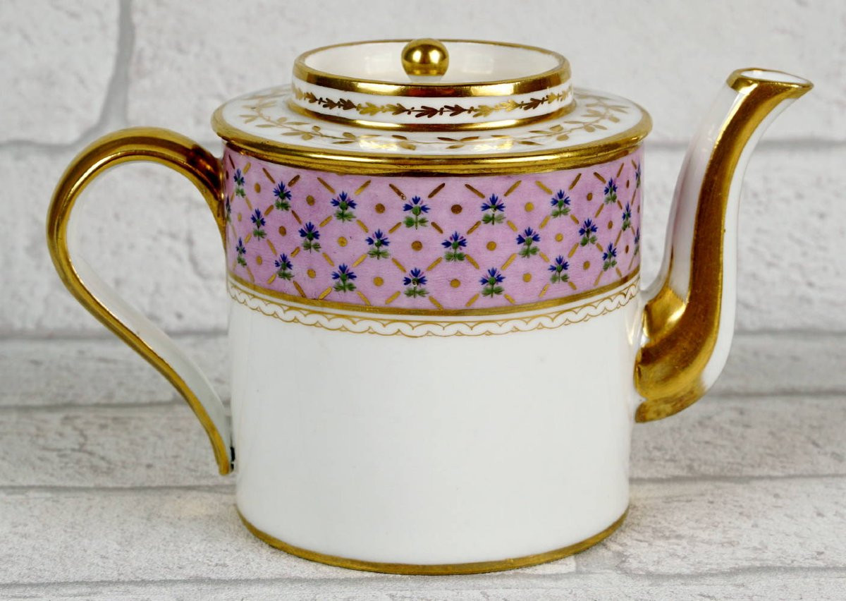 Small "litron" Shaped Teapot And Lid In Paris Porcelain - Late 18th Century-photo-4