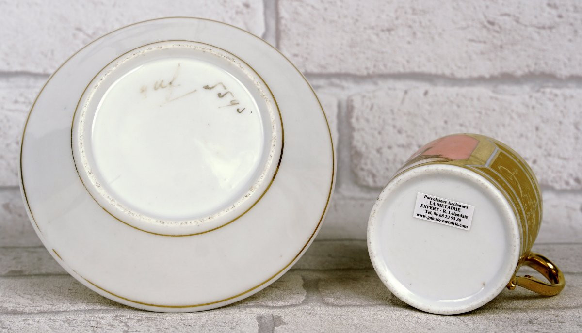 Cup And Saucer In Paris Porcelain - Empire Period-photo-4