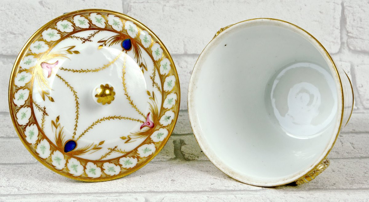Grand Sucrier Et Son Couvercle En Porcelaine De Paris - Ep. XVIIIe-photo-2