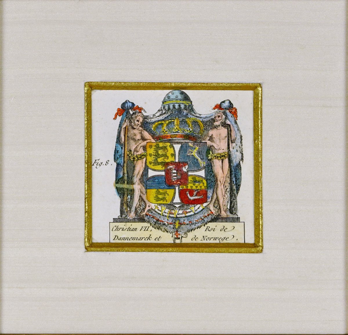 Engraving - Coat Of Arms Of Christin VII King Of Denmark And Norway - 18th Century-photo-4