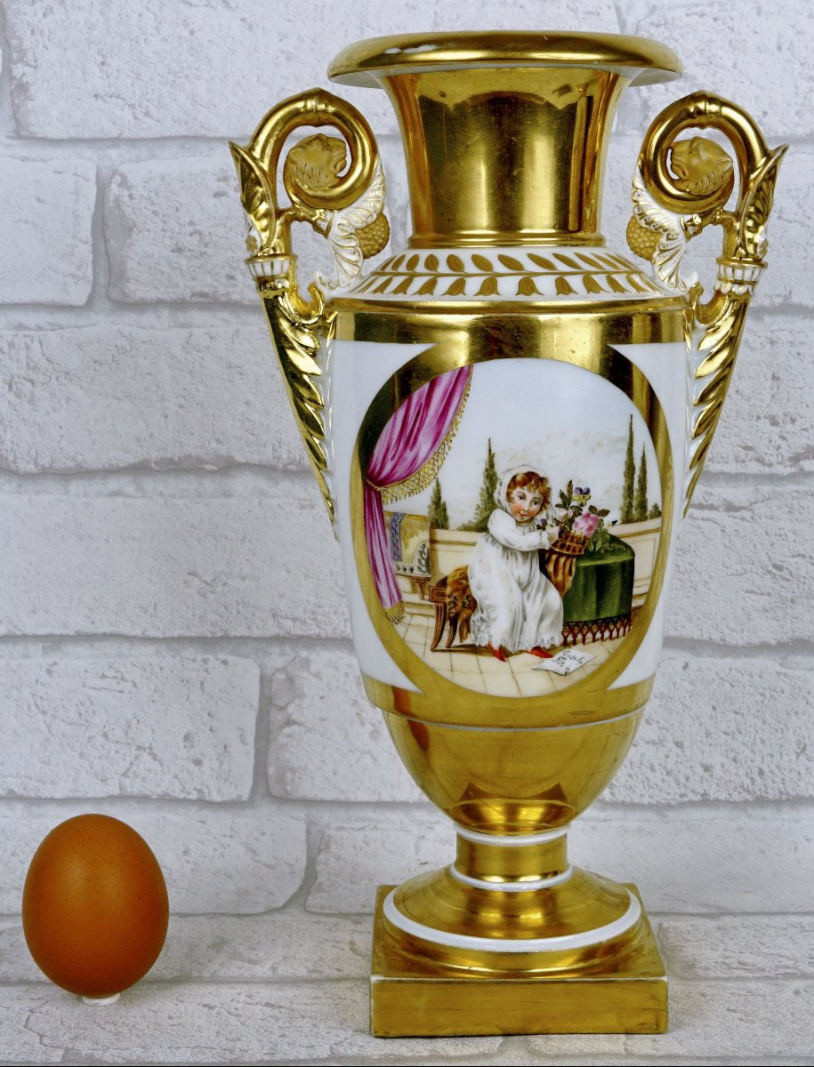 Paire De Vases En Porcelaine De Paris - Ep. Debut XIXe-photo-2