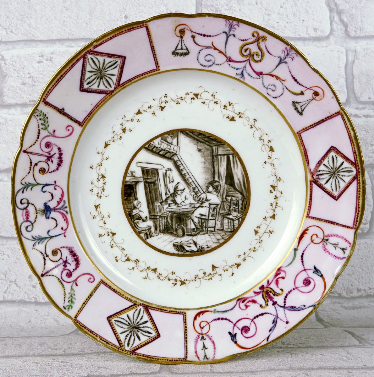Rare Assiette En Porcelaine De Paris - Manufacture Du Petit Carousel  - Ep. Fin XVIIIe-photo-3