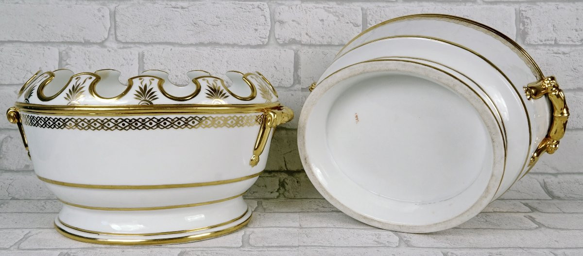 Grande Paire De Verrieres En Porcelaine De Paris - Manufacture De Nast - Ep. Empire-photo-2