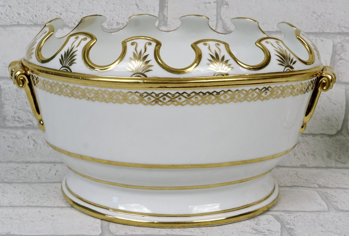 Grande Paire De Verrieres En Porcelaine De Paris - Manufacture De Nast - Ep. Empire-photo-3
