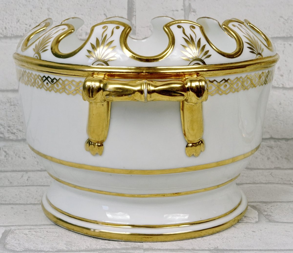 Grande Paire De Verrieres En Porcelaine De Paris - Manufacture De Nast - Ep. Empire-photo-4