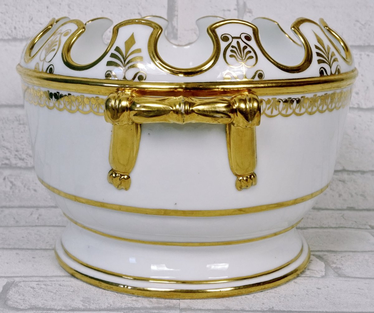 Grande Paire De Verrieres En Porcelaine De Paris - Manufacture De Nast - Ep. Empire-photo-3