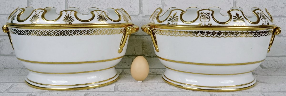 Grande Paire De Verrieres En Porcelaine De Paris - Manufacture De Nast - Ep. Empire-photo-8