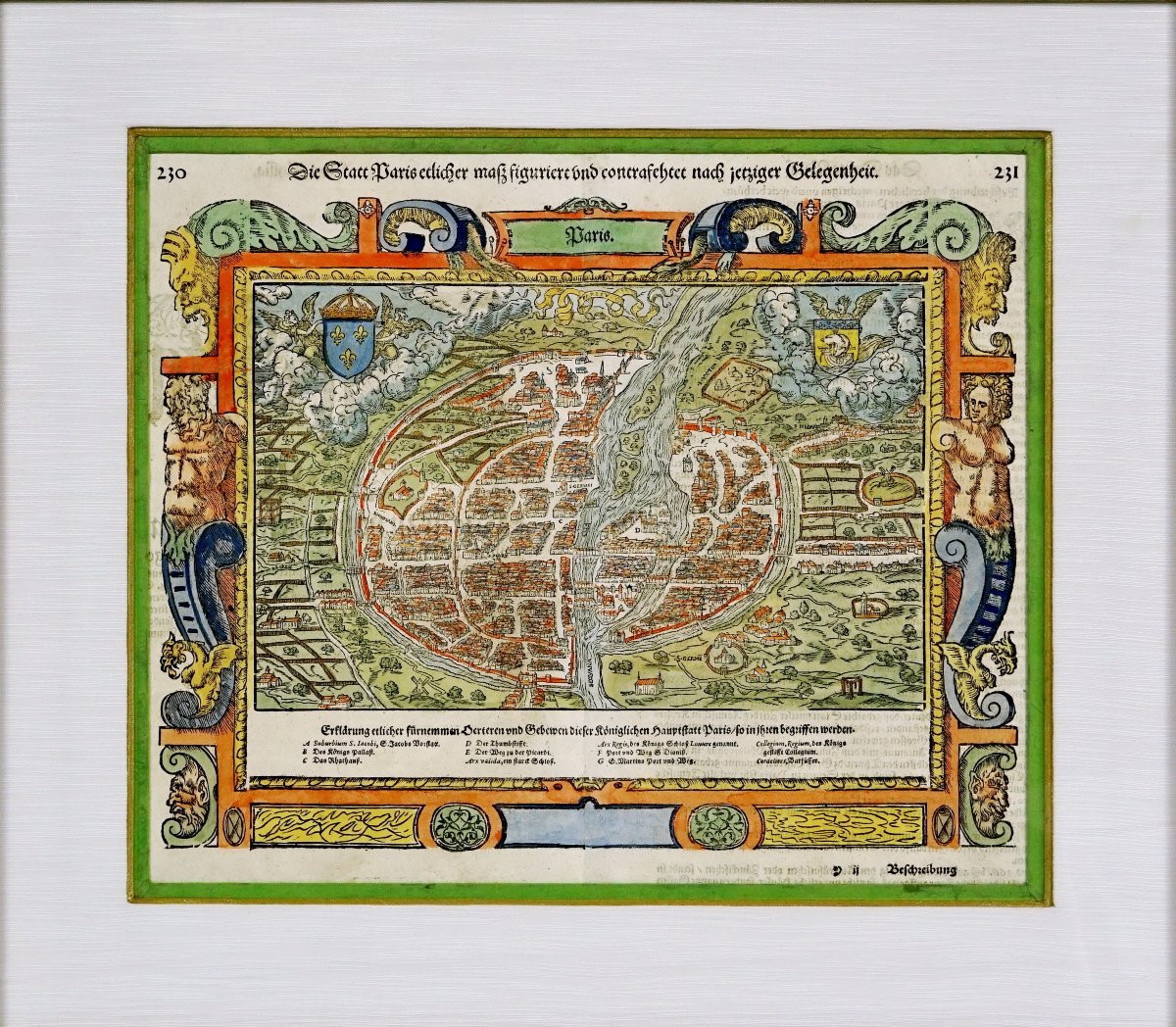 Gravure -  Plan De Paris - Par  Sebastian Munster (1488–1552) - Ep. XVIe (1550 / 1570)-photo-4