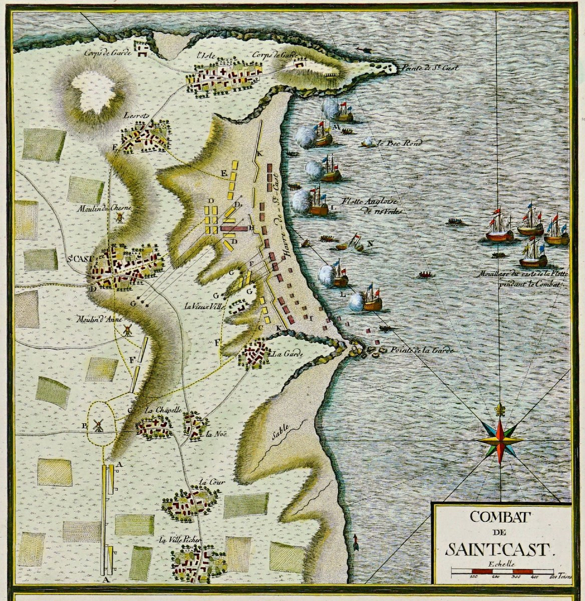 Gravure -  "LE COMBAT DE SAINT CAST SUR LES COTES DE BRETAGNE - Ep. XVIIIe-photo-4
