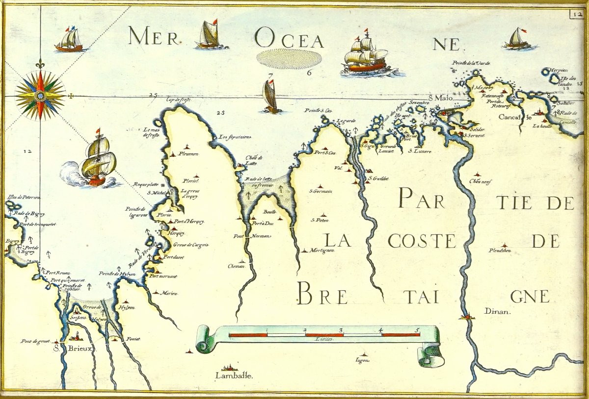 Gravure - CARTE MARINE DE CANCALE aux ISLES de POTERIEU - la BAIE DE SAINT MALO - Ep. XVIIIe-photo-3