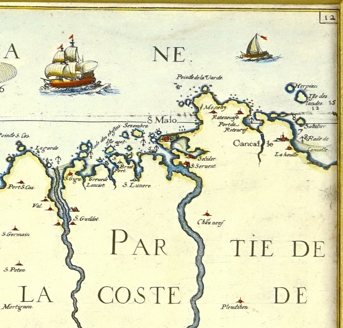 Gravure - CARTE MARINE DE CANCALE aux ISLES de POTERIEU - la BAIE DE SAINT MALO - Ep. XVIIIe-photo-4