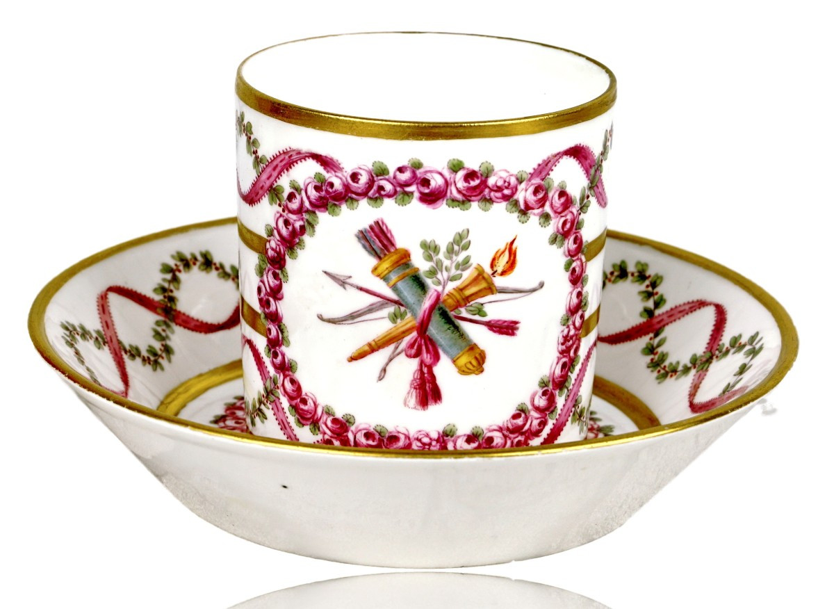 Large Chocolate Cup And Saucer In Sevres Porcelain - 18th Century