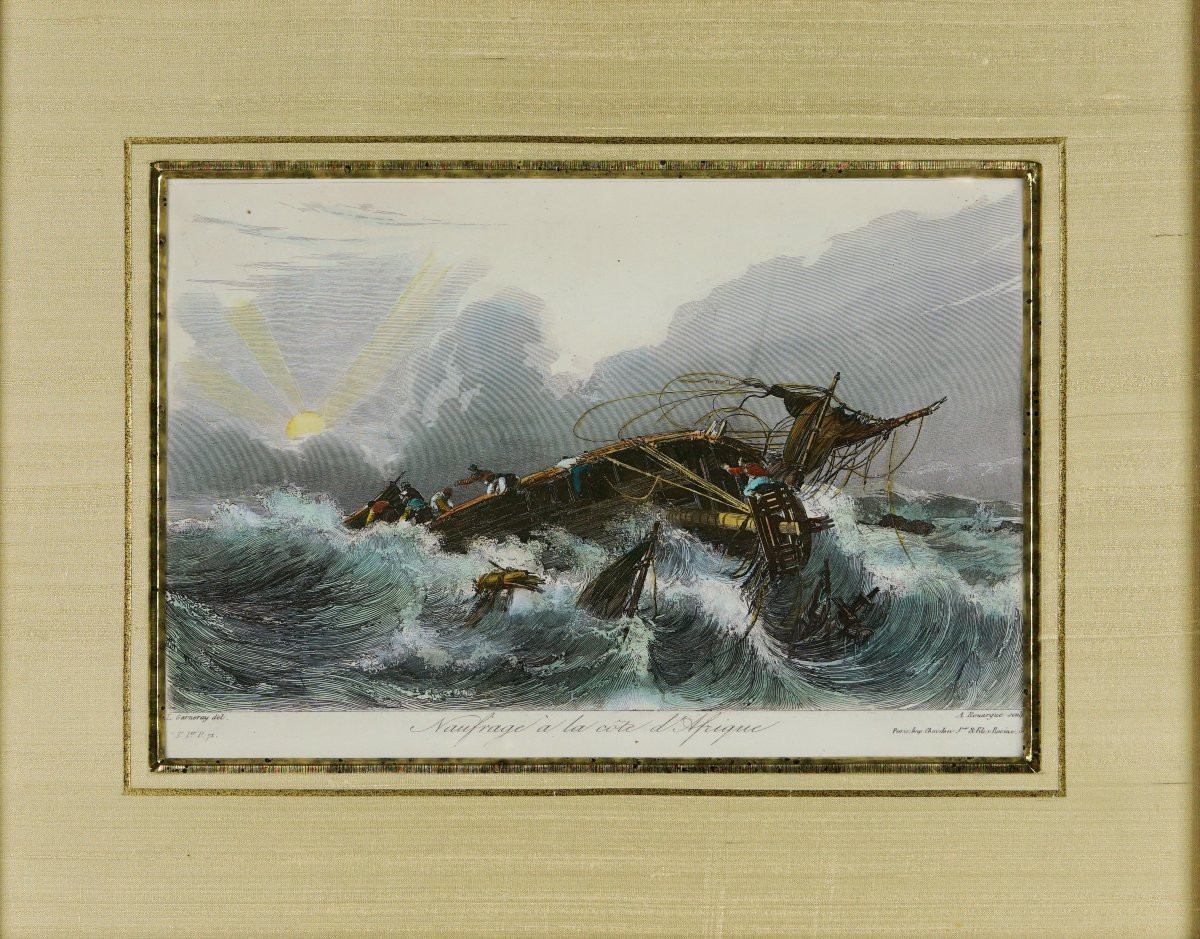 Engraving - Shipwreck Off The Coast Of Africa Of The English Three-masted Sailing Ship Woodrop Sims - Ep. 19th-photo-4