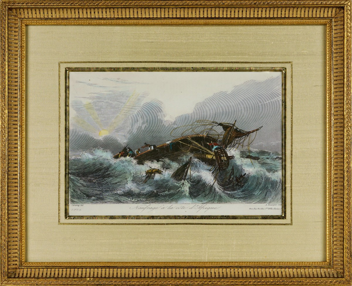  Engraving - Shipwreck Off The Coast Of Africa Of The English Three-masted Sailing Ship Woodrop Sims - Ep. 19th