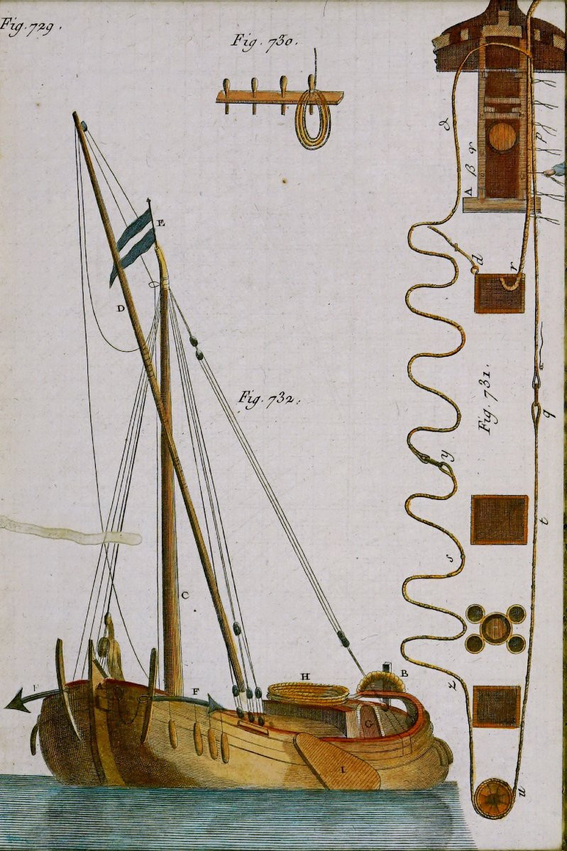 Gravure - MARINE - NAVIRE (BATEAU) de PÈCHE - Ep. XVIIIe-photo-3