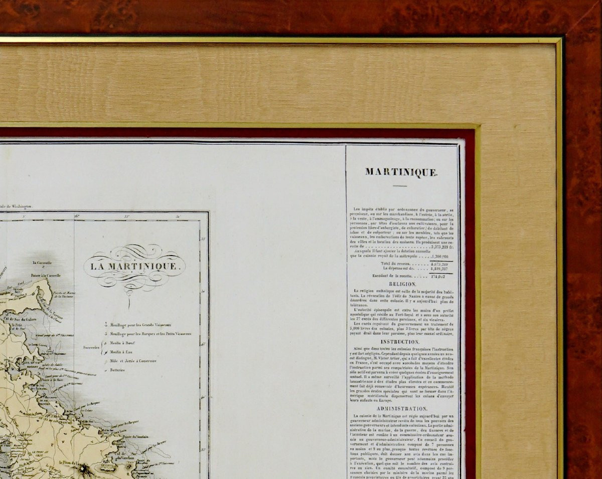 Large Engraving Of Martinique - Mid-19th Century-photo-2