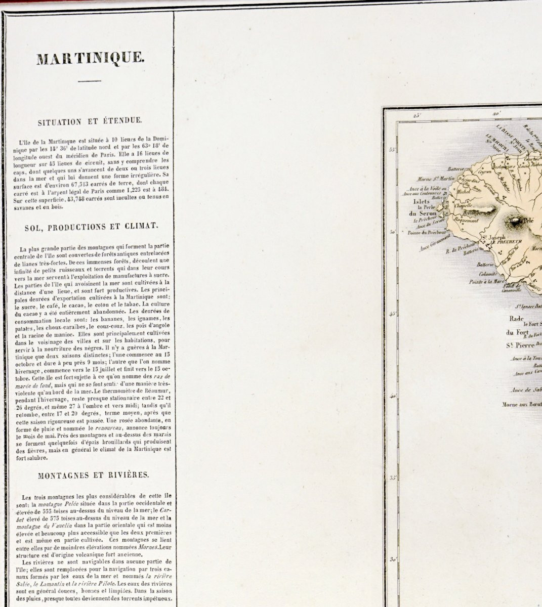 Large Engraving Of Martinique - Mid-19th Century-photo-1