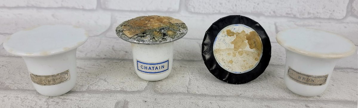 Ensemble de « TAS de PARFUMEUR » (MORTIERS A FARD) en porcelaine – France - Ep. XIXe-photo-2