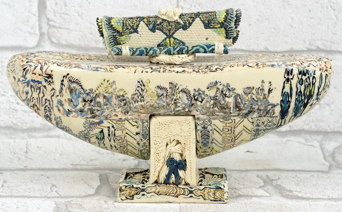 Bottle And Its Cream-colored "anvil" Lid - Roger Claire -photo-3