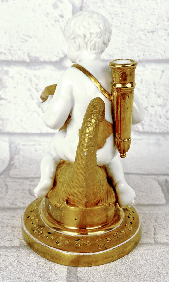 ENCRIER "PUTTO AU DAUPHIN"  porcelaine RUSSE - Manufacture GARDNER à MOSCOU - Ep.  1815/20-photo-2
