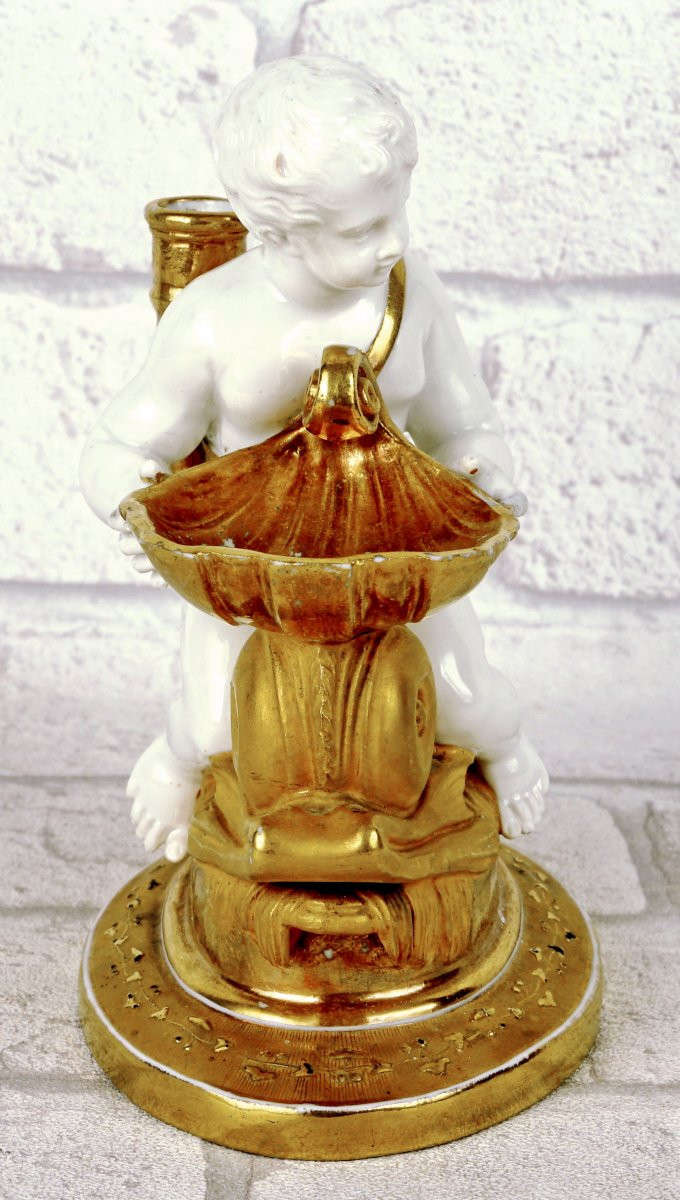 ENCRIER "PUTTO AU DAUPHIN"  porcelaine RUSSE - Manufacture GARDNER à MOSCOU - Ep.  1815/20-photo-4