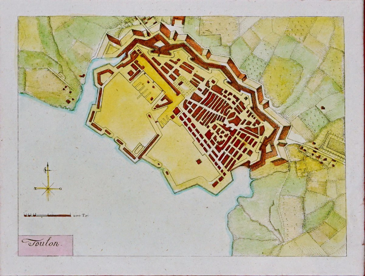 Engraving - Rare Map Of Toulon - Ep. 17th-photo-3