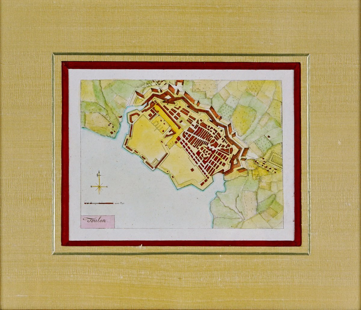 Engraving - Rare Map Of Toulon - Ep. 17th-photo-4