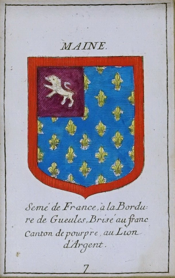 Engraving - Map Of Maine (anjou Touraine) And Its Coat Of Arms - Mid-17th Century-photo-4