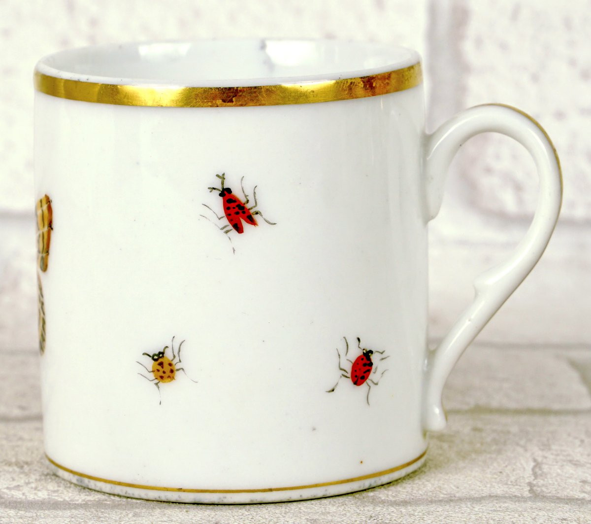 TASSE et sa SOUCOUPE  à décor de papillons en porcelaine de PARIS - Ep. FIN XVIIIe-photo-3