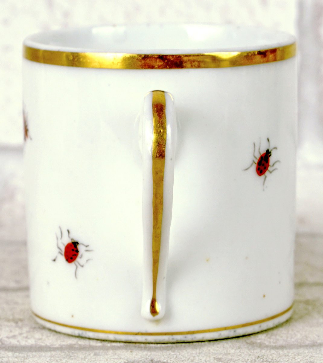 TASSE et sa SOUCOUPE  à décor de papillons en porcelaine de PARIS - Ep. FIN XVIIIe-photo-4