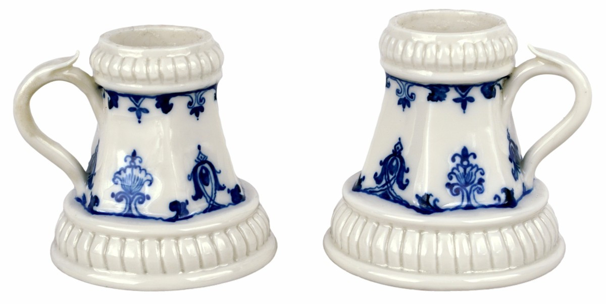 Pair Of Small Porcelain Candlesticks By Didier Gardillou - 20th Century