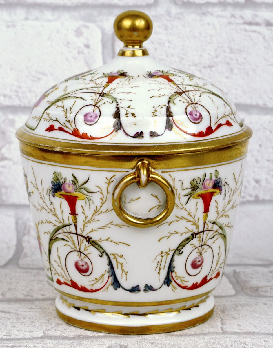Sugar Bowl And Lid In Paris Porcelain - Salembier Decoration - 18th Century-photo-3