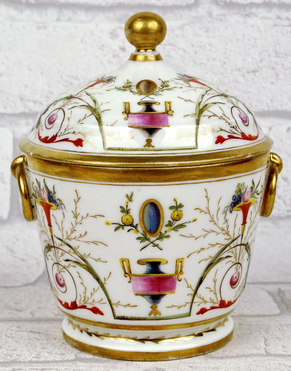 Sugar Bowl And Lid In Paris Porcelain - Salembier Decoration - 18th Century-photo-5
