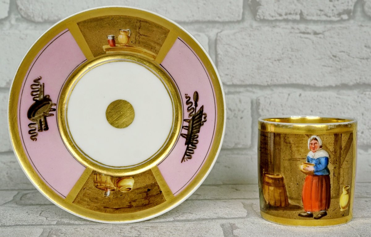 TASSE et sa SOUCOUPE en porcelaine de PARIS - Ep. DEBUT XIXe-photo-3