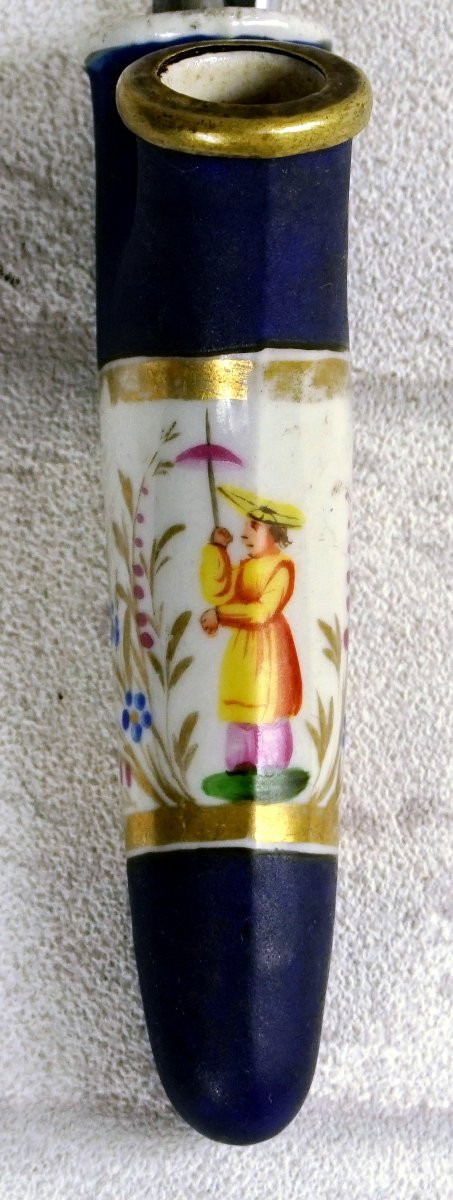 PIPE EN PORCELAINE DE PARIS - décor au "Chinois" - Ep. XIXe-photo-2