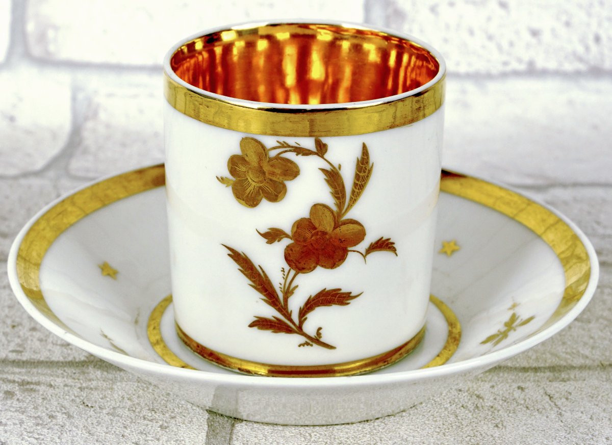 Cup And Saucer In Paris Porcelain - Early 19th Century-photo-3