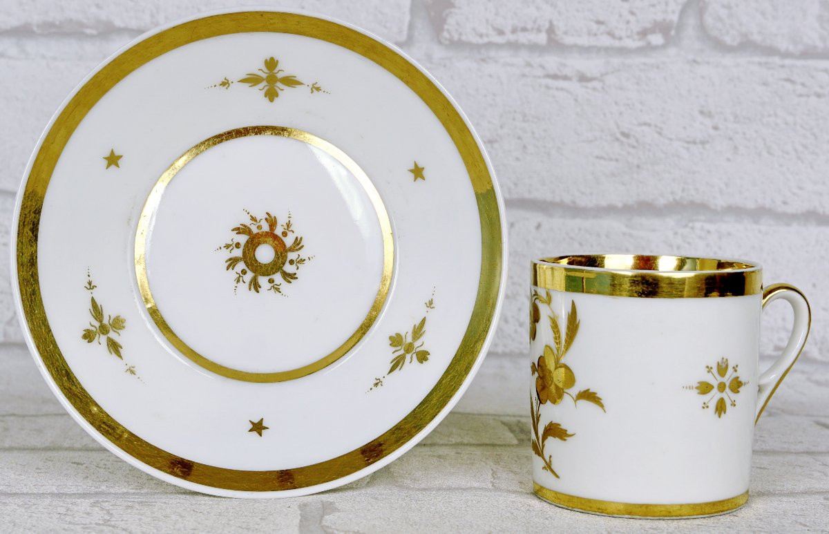 Cup And Saucer In Paris Porcelain - Early 19th Century-photo-4