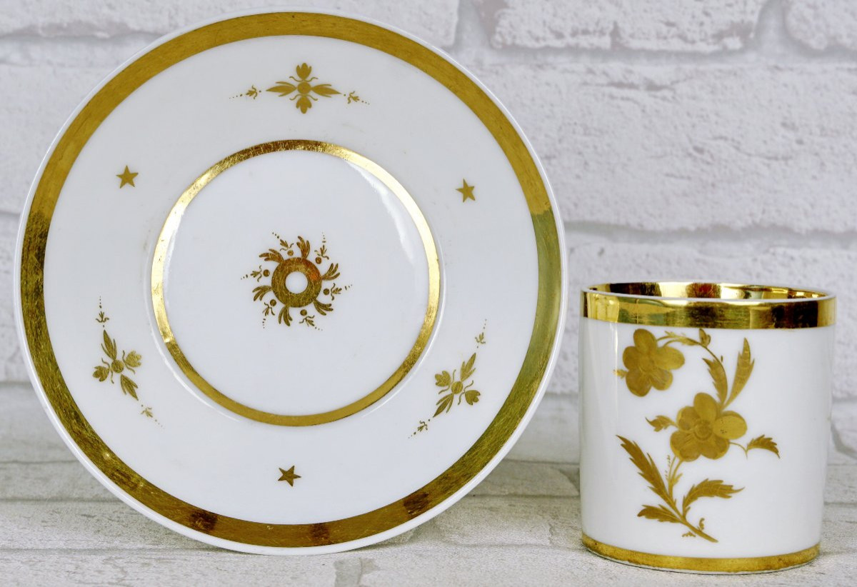 Cup And Saucer In Paris Porcelain - Early 19th Century-photo-6