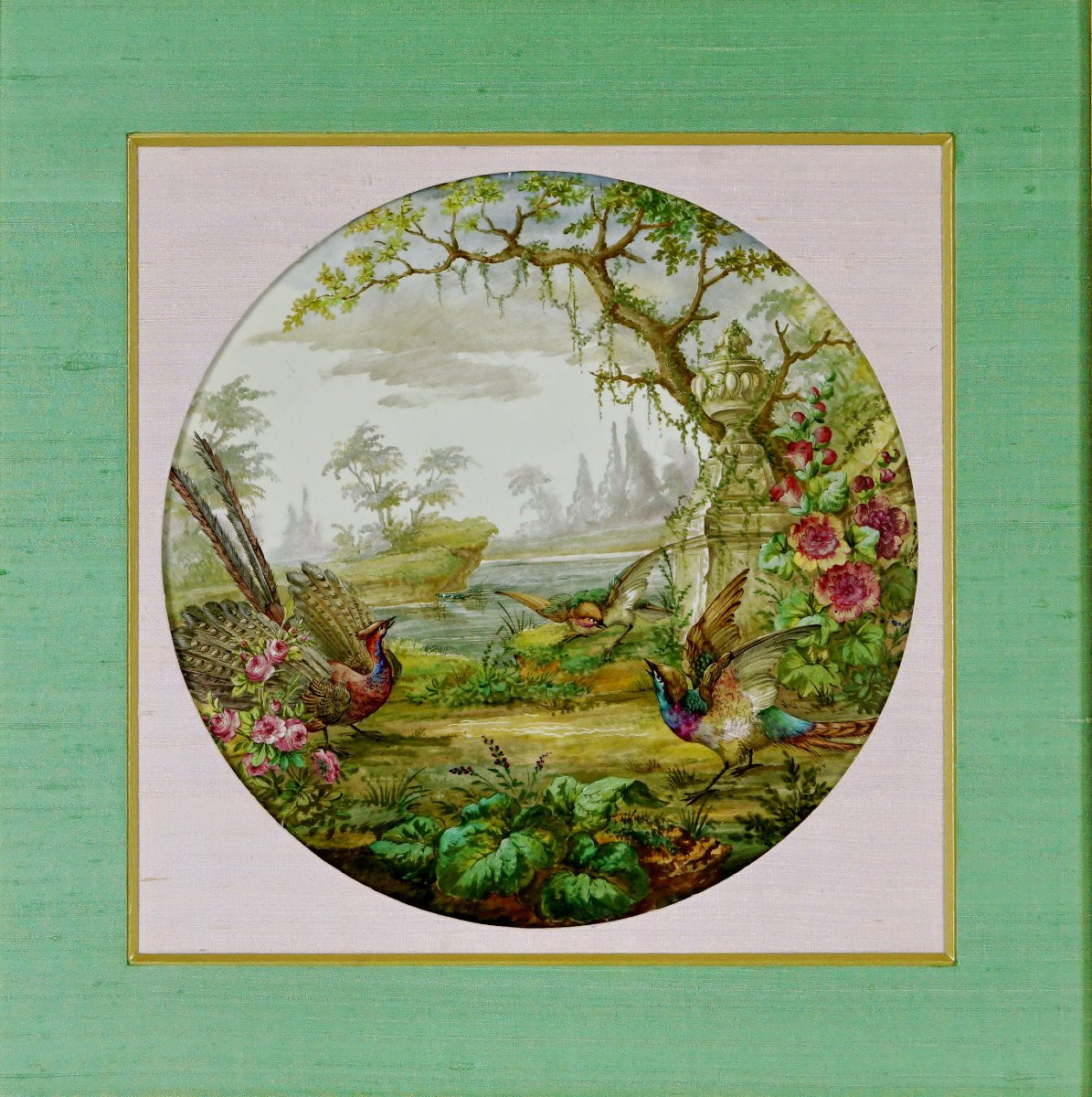 Large Round Porcelain Plaque - France - Undetermined Manufacture - 19th Century-photo-4