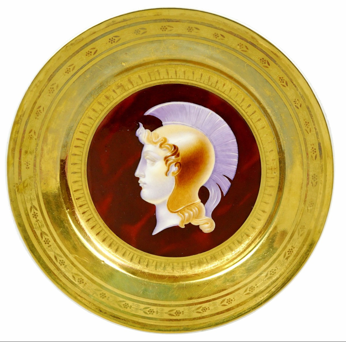 ASSIETTE à décor de CAMEE en porcelaine de PARIS - Manufacture de DENUELLE - Ep. RESTAURATION