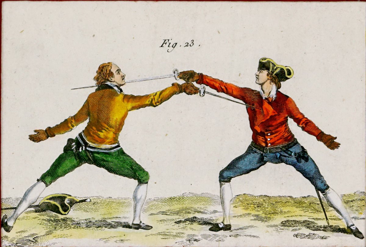 Engraving Fencing - Of The Quarte Riposte After The Quarte Parade - Ep. XVIII (1763)-photo-3