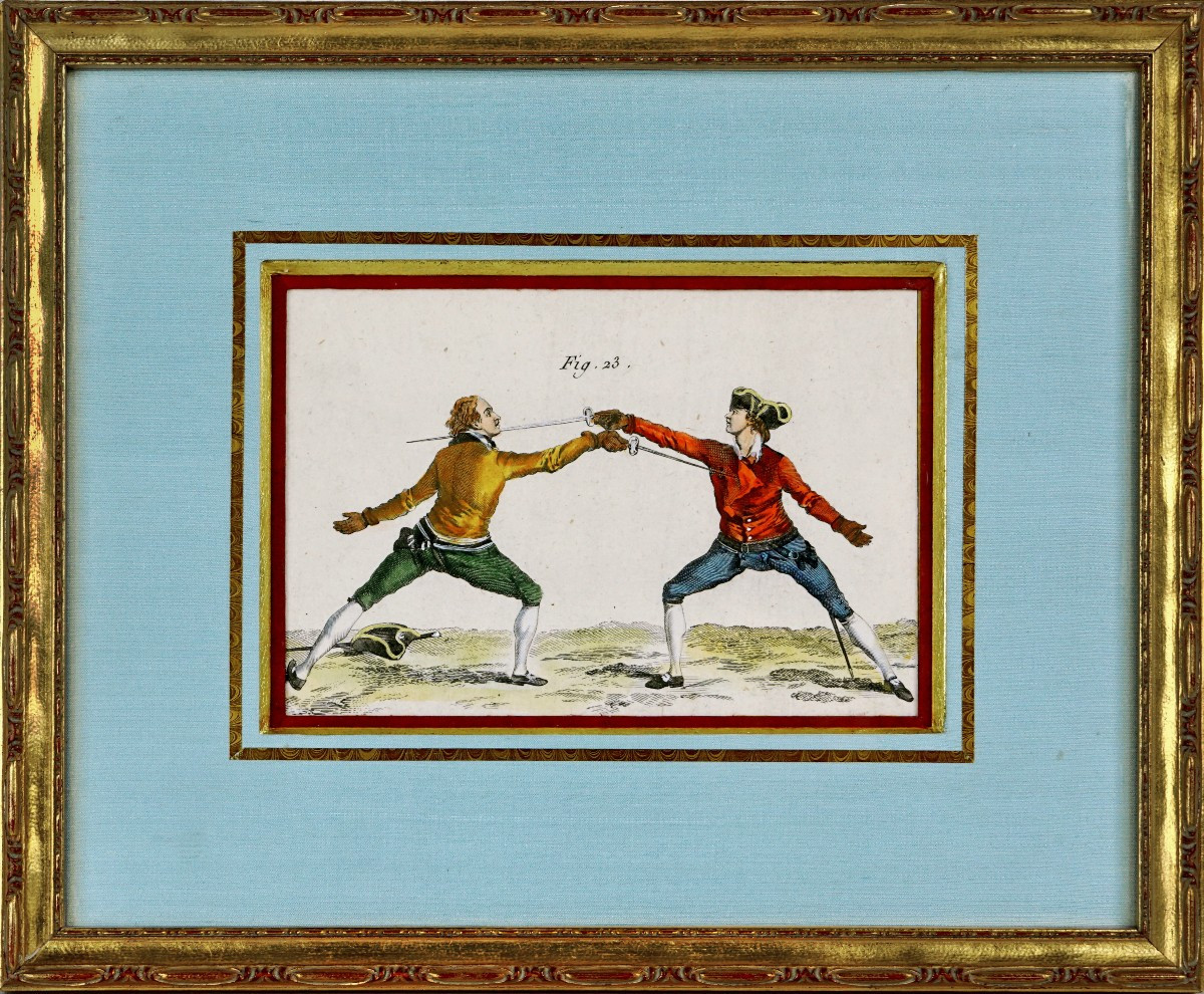 Engraving Fencing - Of The Quarte Riposte After The Quarte Parade - Ep. XVIII (1763)