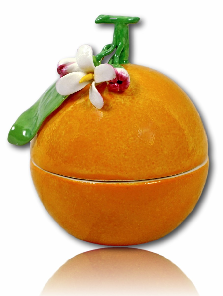 Trompe l'oeil Boite en forme de MANDARINE -  en porcelaine de Didier Gardillou