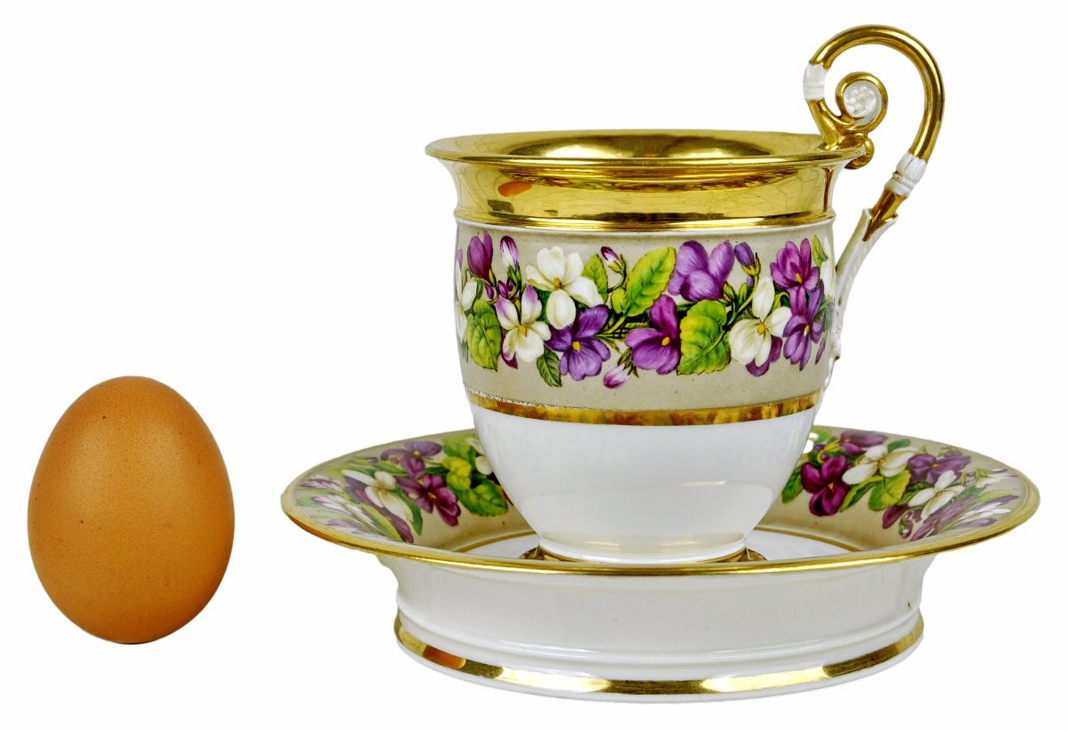 Grande TASSE à CHOCOLAT en porcelaine de PARIS - Ep. DEBUT XIXe-photo-2